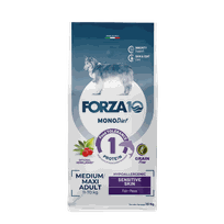 FORZA10 Monodiet Sensitive Skin Medium/Maxi Adult Ar Zivi, Suņiem sausā barība, 10 kg