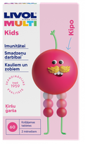LIVOL  Multi Kids (ķiršu garša) košļājamās tabletes, 60 gab.