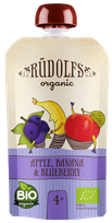 RŪDOLFS Яблоко, Банан, Черника Органическое 4+ пюре, 110 г