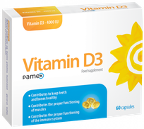 VITAMIN D3 Pamex 4000 IU kapsulas, 60 gab.