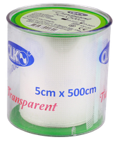 OLKO  Transparent  5 x 500 cm adhesive plaster roll, 1 pcs.