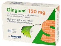 GINGIUM 120 mg apvalkotās tabletes, 30 gab.