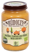 RŪDOLFS Кабачки, Тыква, Картофельное Пюре, Курица БИО 6+ пюре, 190 г