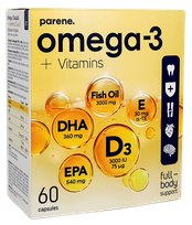 PARENE Omega-3+D3+E kapsulas, 60 gab.