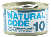 NATURAL CODE 10 Tuna And Whitebait canned food for cats, 85 g