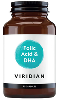 VIRIDIAN Folic Acid & DHA kapsulas, 90 gab.
