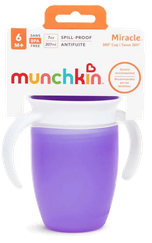 MUNCHKIN 6m+ Miracle 360 Violet mācību krūzīte, 207 ml