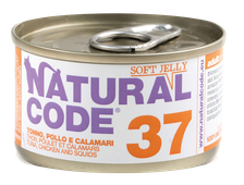 NATURAL CODE 37 Tuncis, Vista Un Kalmāri konservi kaķiem, 85 g