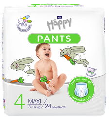 HAPPY Pants Maxi 4 , 8-14 kg autiņbiksītes, 24 gab.