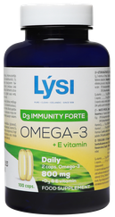 LYSI Omega-3 D3 Immunity forte + E kapsulas, 100 gab.