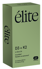 ELITE D3 + K2 kapsulas, 60 gab.