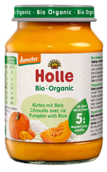 HOLLE Ķirbju un rīsu biezenis, 190 g