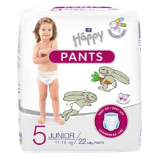 HAPPY   Pants Junior  11-18 kg, 5. izmērs autiņbiksītes, 22 gab.