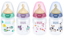 NUK First Choice ar lateksa knupīti (0-6mēn.), 150 ml pudelīte, 1 gab.
