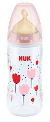 NUK First Choice+ Ar Temperatūras Kontroles Indikatoru Un Lateksa Knupi, 300 Ml (0-6 Mēn.), M Izmēra Atvere (piena Maisījumiem), Polipropelēna  pudelīte, 1 gab.