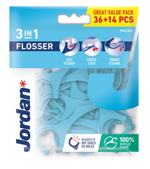 JORDAN 3-in-1 Flosser zobu diegs, 36 gab.