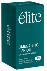 ELITE Omega-3 Tg Fish Oil kapsulas, 90 gab.