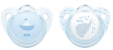 NUK Blue 0-6 mēn. Silikona māneklītis, 2 gab.