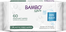 BAMBO NATURE  99% ūdens mitrās salvetes, 60 gab.