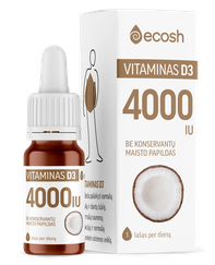 ECOSH 4000IU Vitaminas D3 su kokosu aliejus, 10 ml