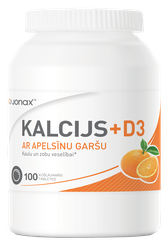 JONAX Kalcijs 500mg + D3 košļājamās tabletes, 100 gab.