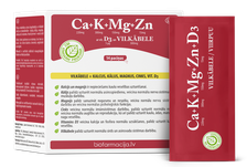BIOFARMACIJA Ca+K+Mg+Zn Ar Vit.D3 Un Vilkābeli pulveris, 14 gab.