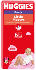 HUGGIES Pants Mega Pack 6 pull-up for girls, 15-25kg biksītes, 44 gab.