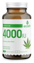 ECOSH Vitaminas D3 4000IU, su kanapių sėklų miltais kapsulės, 90 vnt.