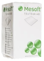 MESOFT   7.5x7.5 cm četrslāņu nesterilās salvetes, 100 gab.