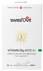 SWISS OVIT Vitaminas D3 4000 IU minkštos gelio kapsulės, 30 vnt.