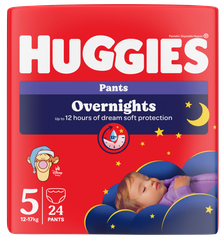 HUGGIES Overnight nakts 5, 12-17kg biksītes, 24 gab.