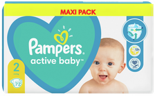 PAMPERS Active Baby Maxi 2 (4-8 kg) autiņbiksītes, 72 gab.