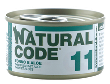 NATURAL CODE 11 Tuncis Un Alveja konservi kaķiem, 85 g
