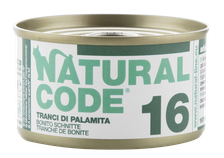 NATURAL CODE 16 Pelamīdas Šķēles konservi kaķiem, 85 g