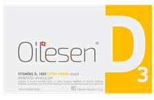 OILESEN  VITAMĪNS D3 1000SV mīkstās kapsulas, 80 gab.