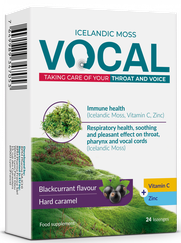 VOCAL  Blackcurrant Cietās Karameļu pastilas, 24 gab.