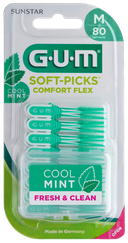 GUM Soft-Picks Comfort Flex, Medium Mint zobstarpu birstīte, 80 gab.