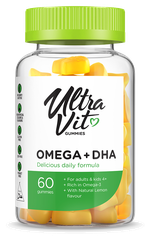 ULTRAVIT   Omega 3 + DHA kramtomosios tabletės, 60 vnt.
