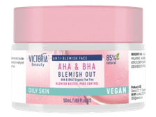 VICTORIA BEAUTY AHA + BHA Blemish Out sejas krēms, 50 ml