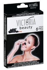 VICTORIA BEAUTY Sloksnes ar kokogli dziļai deguna ādas attīrīšanai maska, 6 gab.