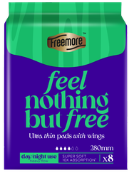 FREEMORE Ultra Thin Night Use higiēniskās paketes, 8 gab.