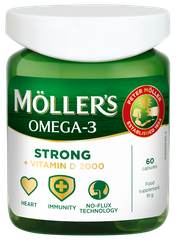 MOLLERS Strong+D 2000IU Zivju Eļla kapsulas, 60 gab.