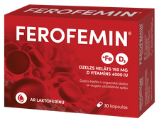 FEROFEMIN Ar D Vitamīnu kapsulas, 30 gab.