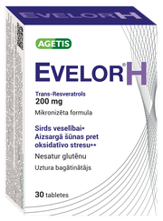 EVELOR H Trans-Resveratrols 200 mg tabletes, 30 gab.