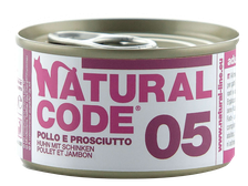 NATURAL CODE 05 Vista Un Šķiņķis konservi kaķiem, 85 g