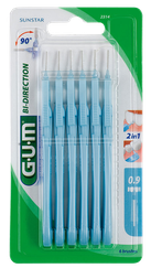 GUM BI-Direction 0.9 mm zobstarpu birstīte, 6 gab.