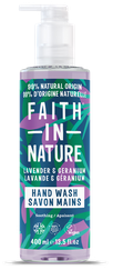 FAITH IN NATURE Lavender & Geranium šķidrās ziepes, 400 ml
