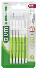 GUM BI-Direction 0.7 mm zobstarpu birstīte, 6 gab.