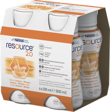 NESTLE Resource 2.0 ar ananāsu-mango garšu, 200 ml, 4 gab.