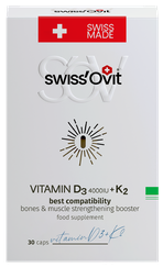 SWISS OVIT Vitamin D3 4000 IU +K2 kapsulas, 30 gab.